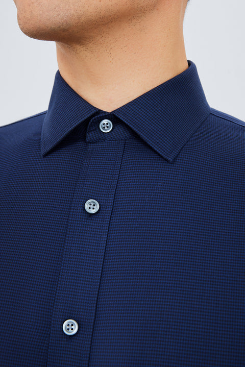 Wrinkle-Free Twill Dress Shirt | Navy Check 10520N