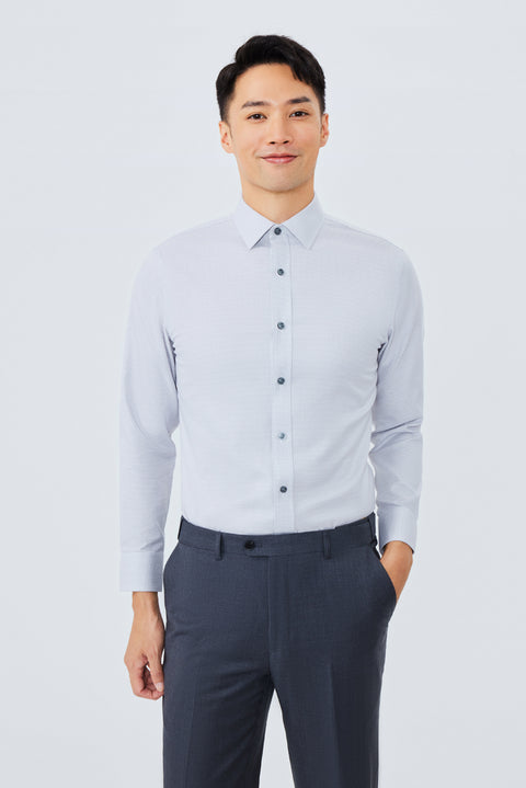 Wrinkle-Free Twill Dress Shirt | Grey Check 10519N
