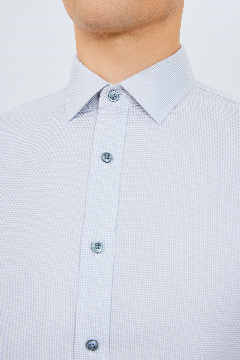 Wrinkle-Free Twill Dress Shirt  | Grey Check 10519N