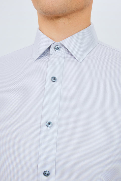 Wrinkle-Free Twill Dress Shirt | Grey Check 10519N