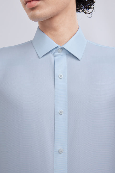 Wrinkle-Free Dobby Twill Dress Shirt | Pale Blue Semi Plain 27585N