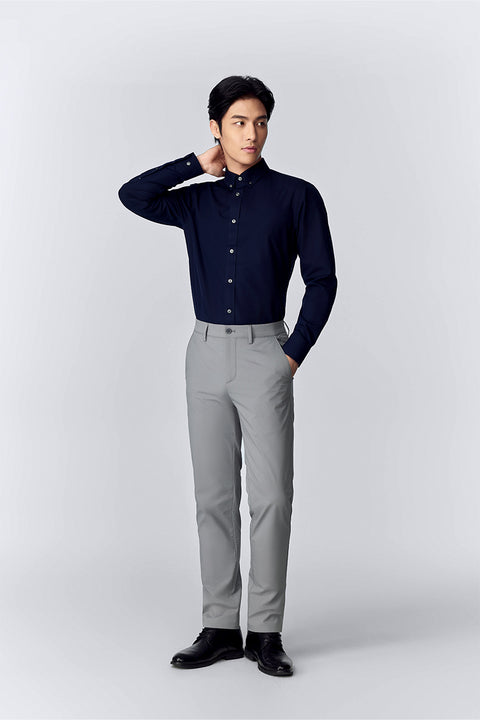 Wrinkle-Free Poplin Button-Down Dress Shirt | Navy 0053KM