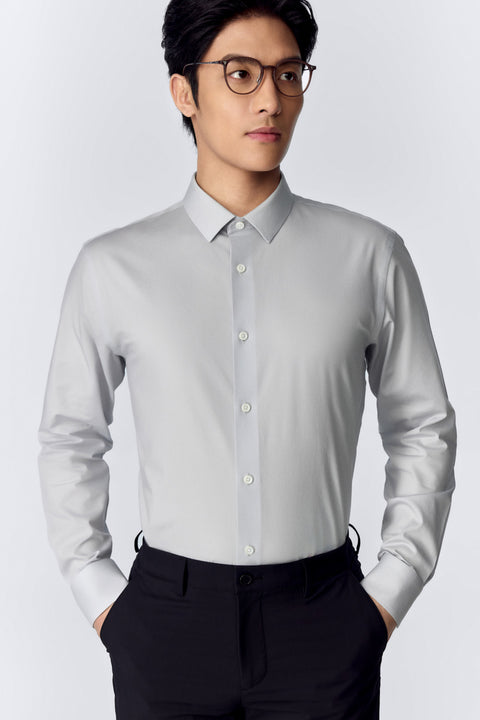 CottonSTRETCH Twill Dress Shirt | Pale Grey 13141N
