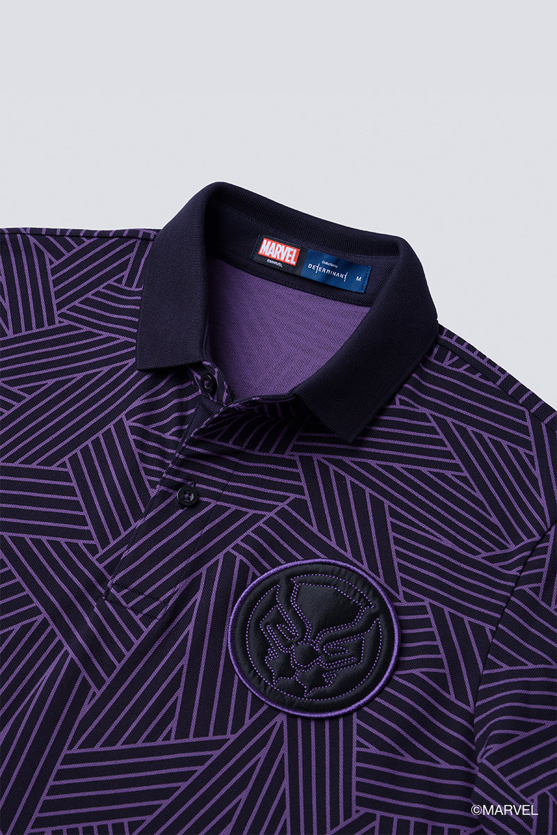 Black Panther Pique Contrast Collar Polo  | Purple VLFD02