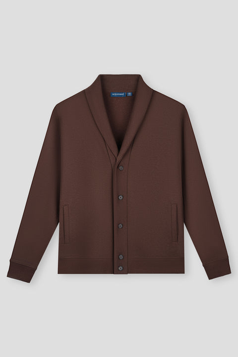 Merino-Blend French Rib Shawl Collar Cardigan | Deep Brown VE3771