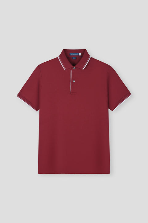 VISDRY™ 珠地 TippedPolo |酒紅色 BRE112