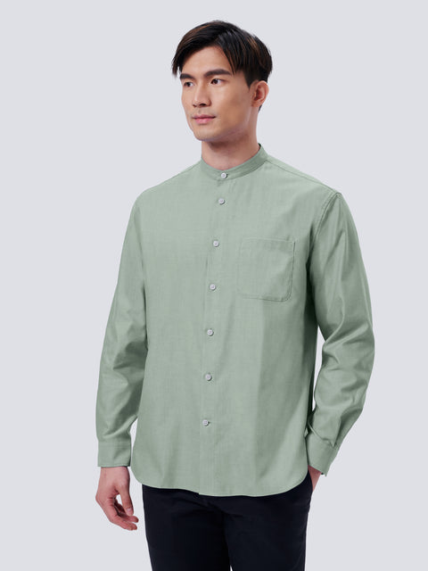 牛津休閑襯衫 中式領 休閑襯衫 | Light Green 27690N