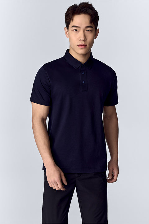 Softex Snap-Front Polo | Navy NNY096