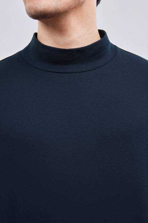 HeatGuard Mock Neck Long Sleeve T-Shirt | 深藍 NNY096
