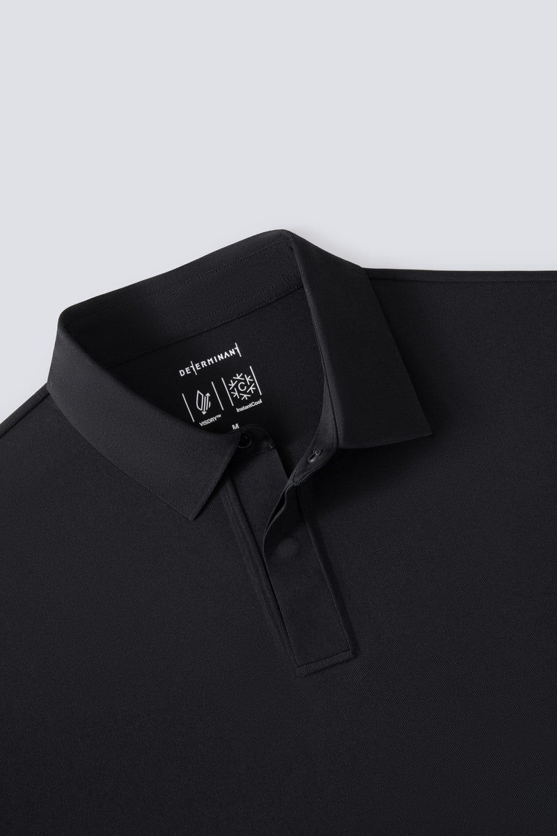 VISDRY™ Concealed Placket Sharp Pique Polo | Black BKFD01