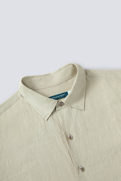 亞麻休閒襯衫  卡其色 25559P