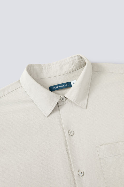 泡泡紗休閒短袖襯衫 | 淺灰褐色 25648N