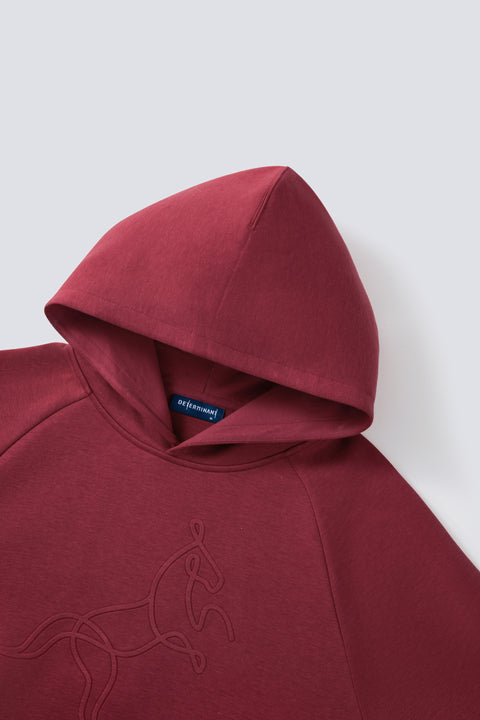 CottonSTRETCH 午年連帽連帽衛衣  酒紅色