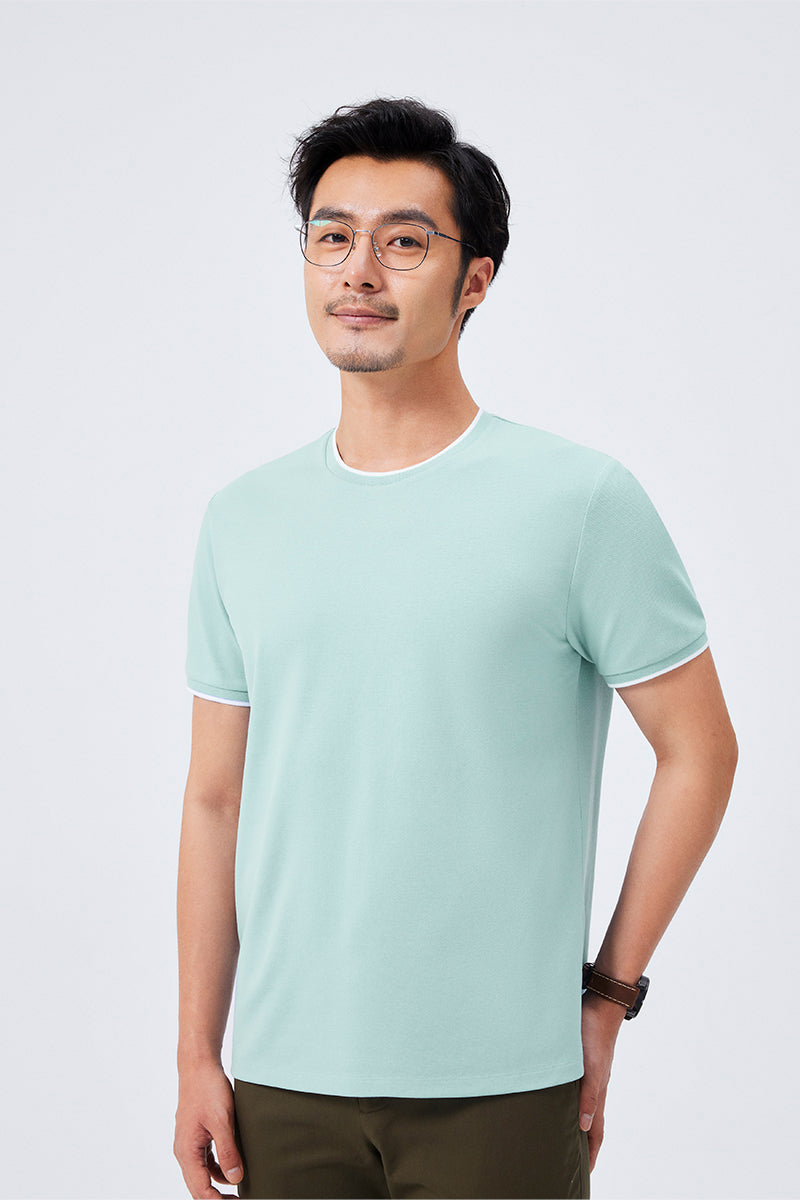 VISDRY™ 拼色領T恤 |淺綠 T5503U