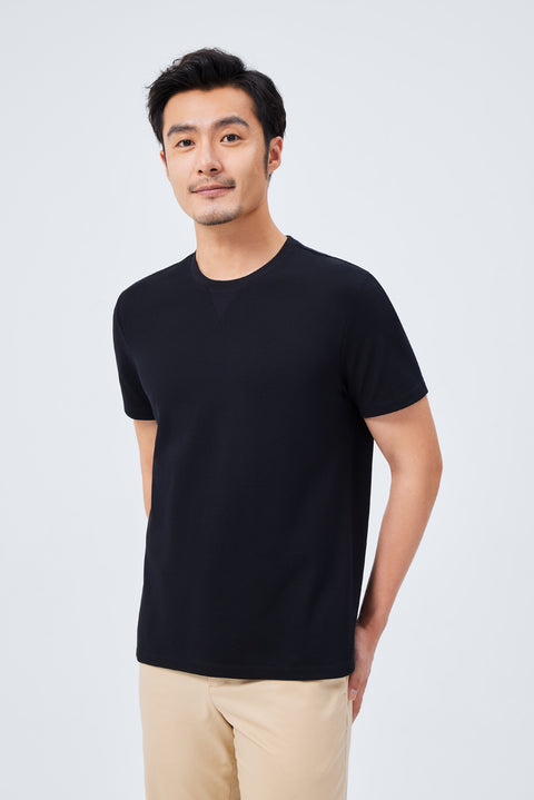 VISDRY™ Crew Neck T-Shirt | Black BKFD01