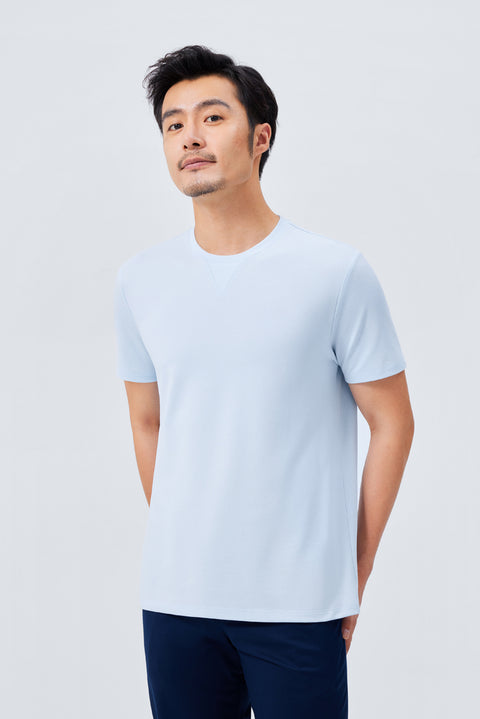 VISDRY™ Crew Neck T-Shirt | Light Blue BLE237