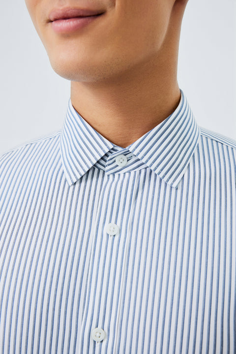 Waterless Dye Dress Shirt  | Dark Blue Stripes 22565N