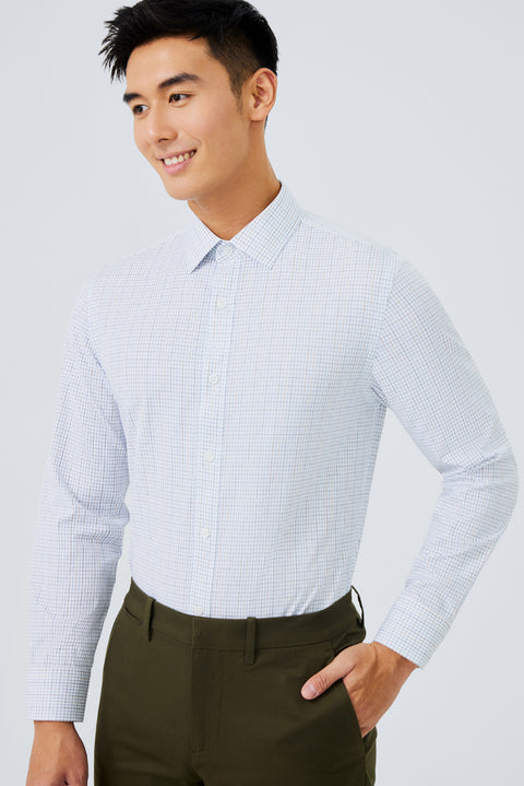 Waterless Dye Dress Shirt  | White Multi-Check 20812N