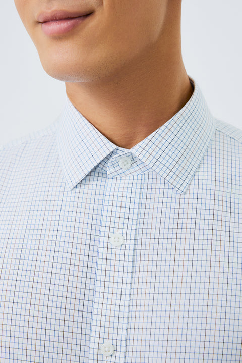 Waterless Dye Dress Shirt  | White Multi-Check 20812N