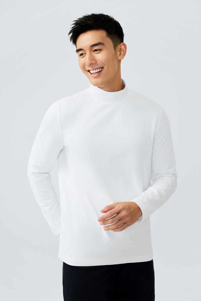 HeatGuard Mock Neck Long Sleeve T-Shirt | White WH001Z