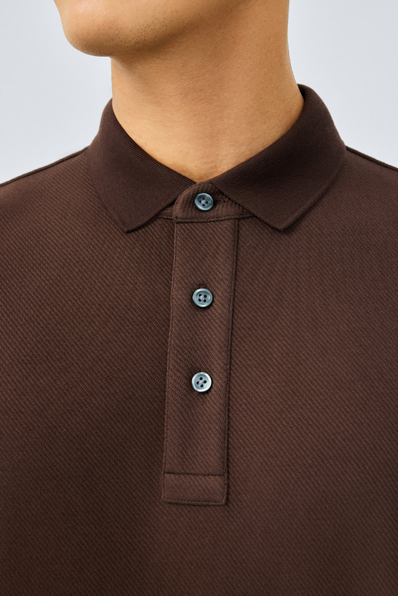HeatGuard Jacquard Long Sleeve Polo  | Brown BRE054