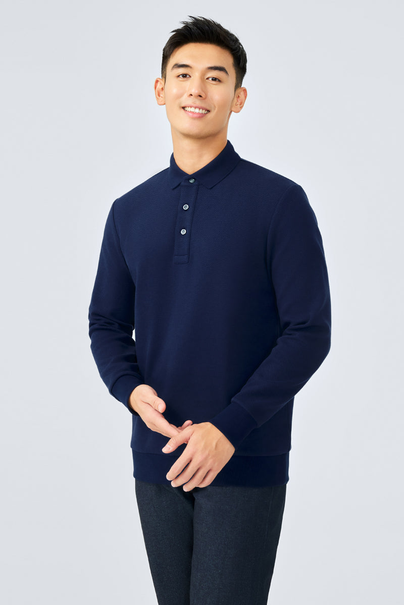 HeatGuard Jacquard Long SleevePolo |深藍 NNY096