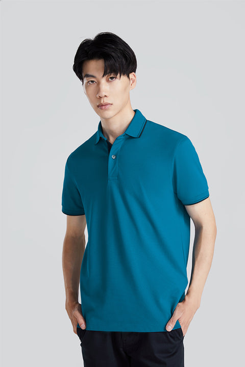 VISDRY™ Pique Tipped Polo | Teal TQE060