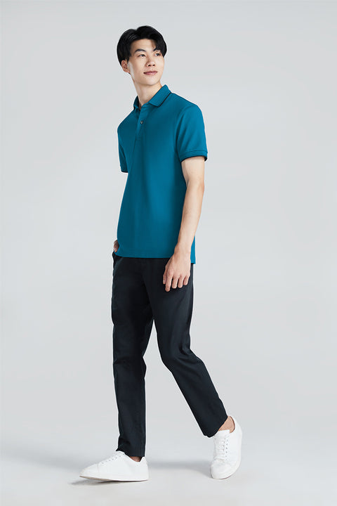 VISDRY™ Pique Tipped Polo | Teal TQE060