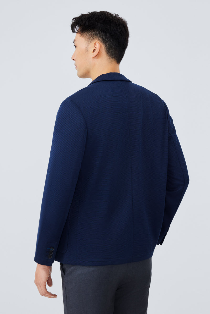 CottonSTRETCH Knit Smart Blazer | Navy NNY096