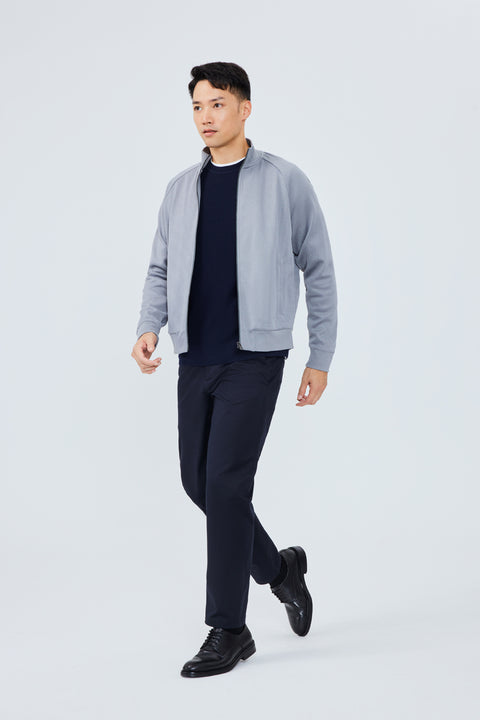 CottonSTRETCH Stand Collar Knit Jacket | Grey GYE144