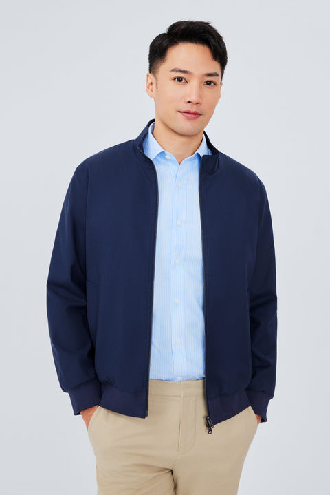 CottonSTRETCH Woven Blouson Jacket | Navy NYE069