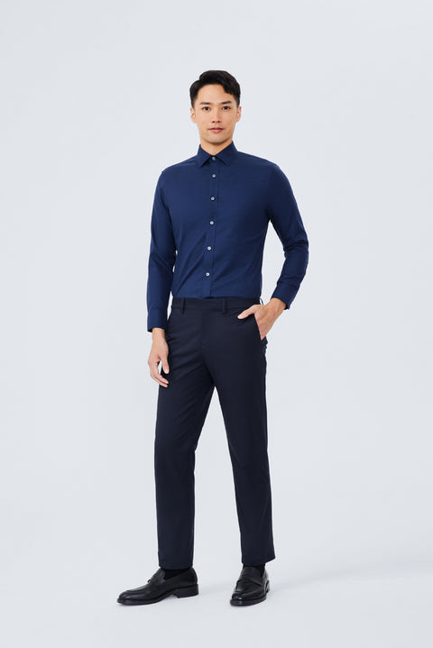 Wrinkle-Free Twill Dress Shirt  | Navy Check 10520N