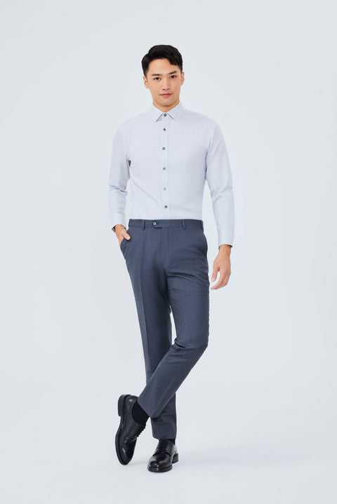 Wrinkle-Free Twill Dress Shirt  | Grey Check 10519N