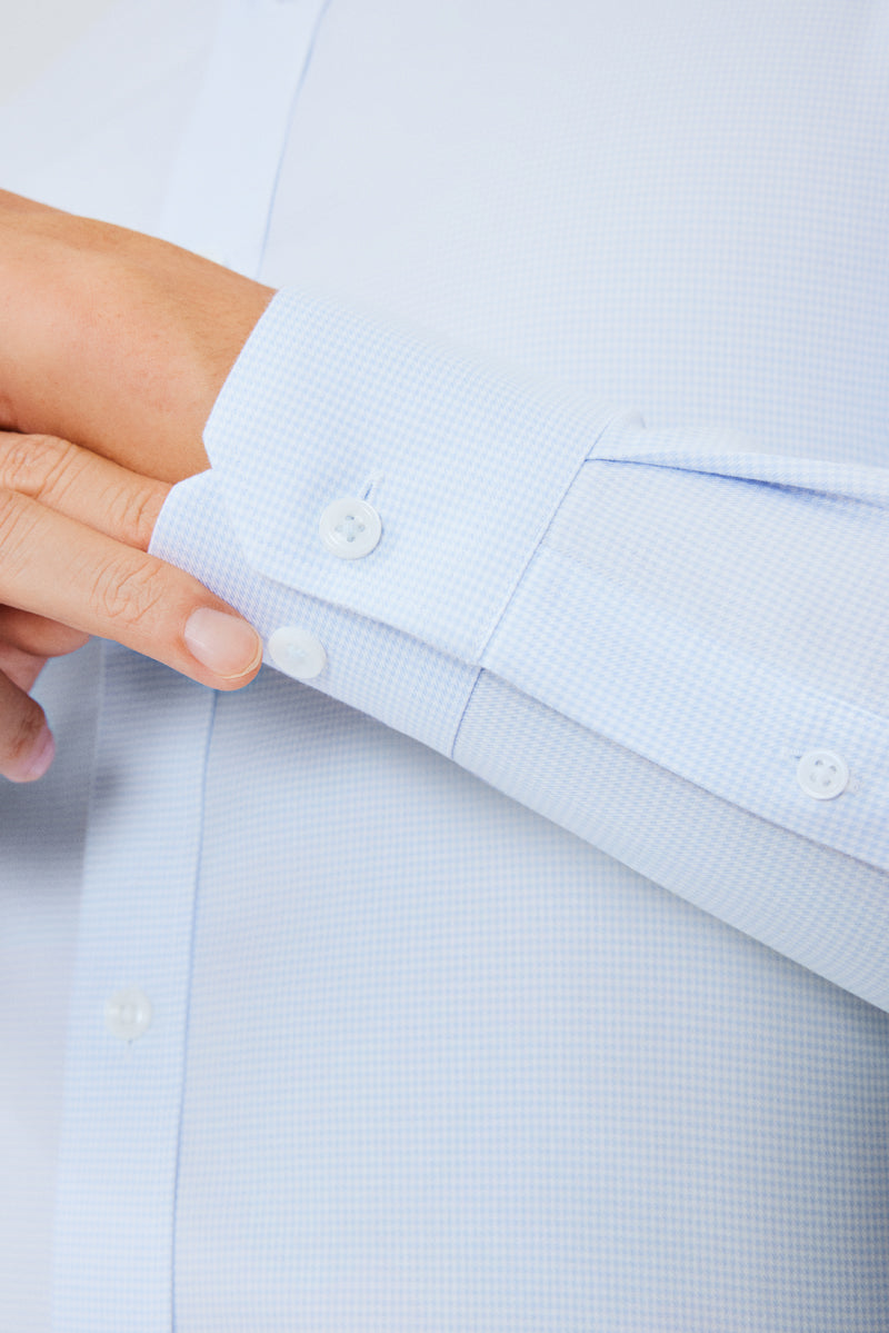 Wrinkle-Free Twill Dress Shirt  | Light Blue Check 10518N