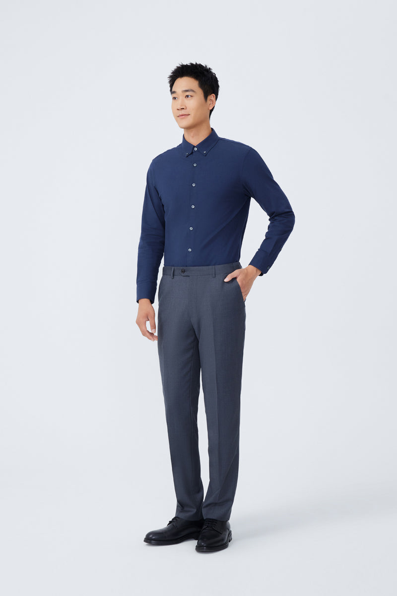 HeatGuard Flannel Button-Down Smart Shirt  | Navy NYE069