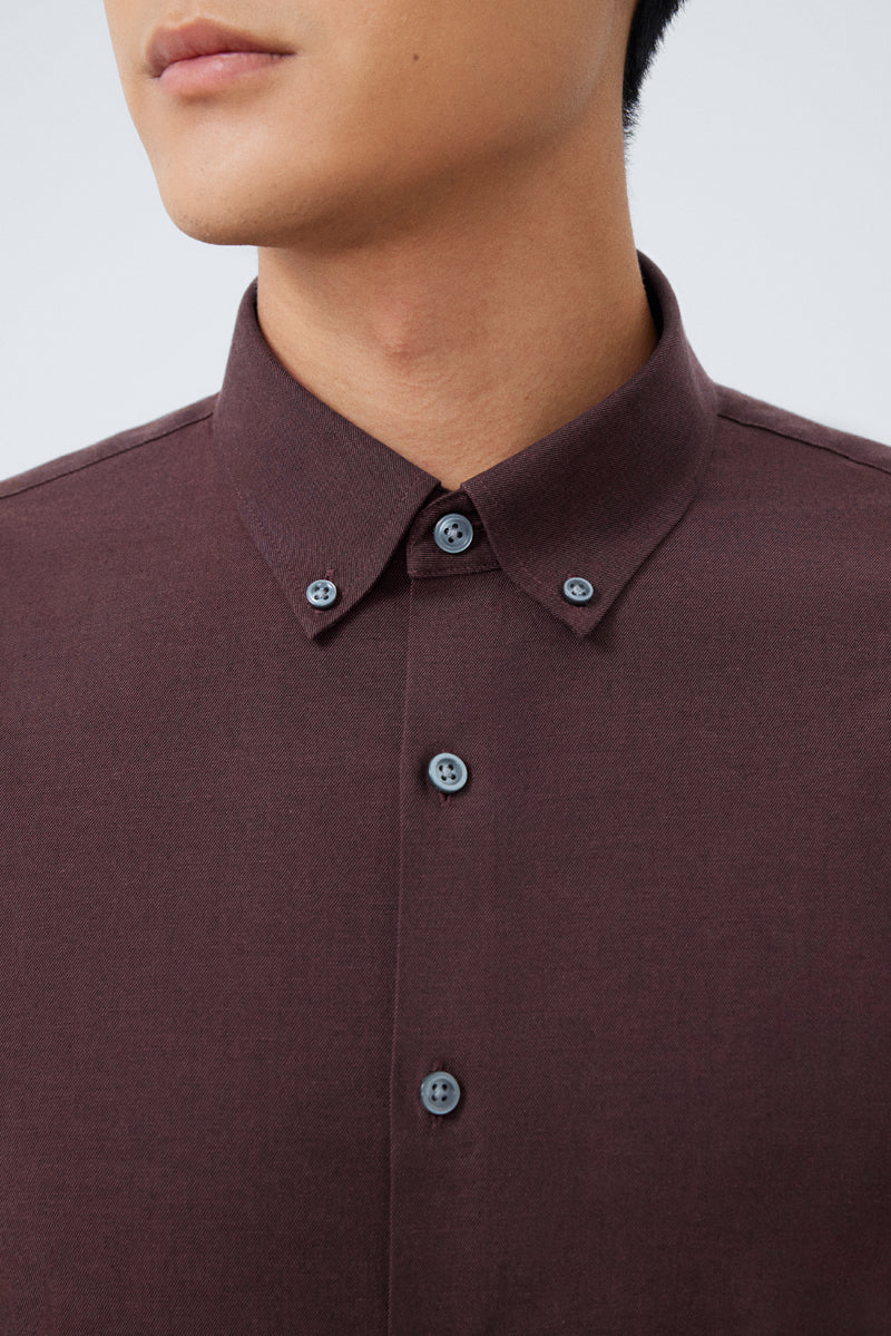 HeatGuard Flannel Button-Down Smart Shirt  | Brown BRE102