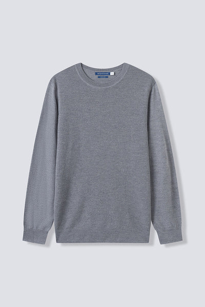 Merino Wool Crew Neck Sweater  | Grey HRGY86