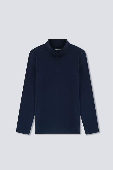 HeatGuard Mock Neck Long Sleeve T-Shirt | 深藍 NNY096