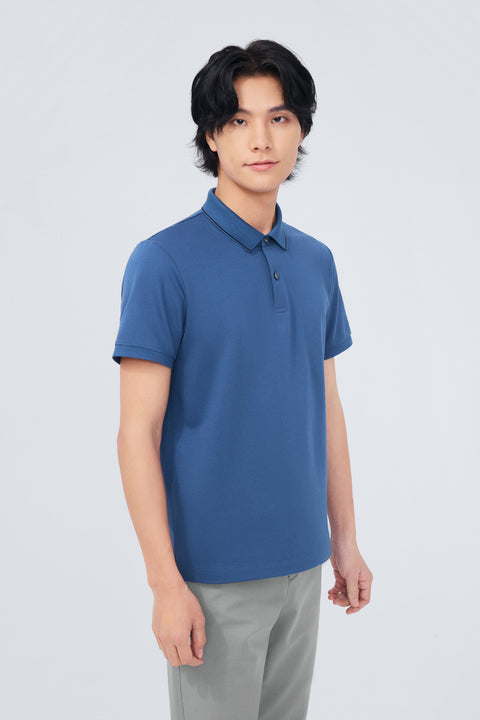 Super Soft Pique Tipped Polo | Blue NYE075