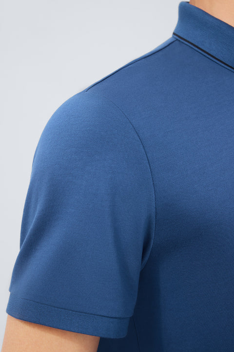 Super Soft Pique Tipped Polo | Blue NYE075