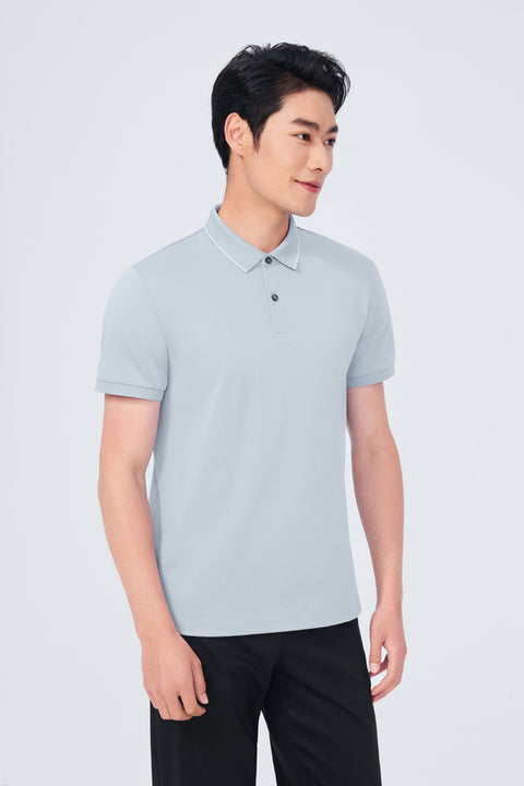 Super Soft Pique Tipped Polo | Grey Blue BLE251