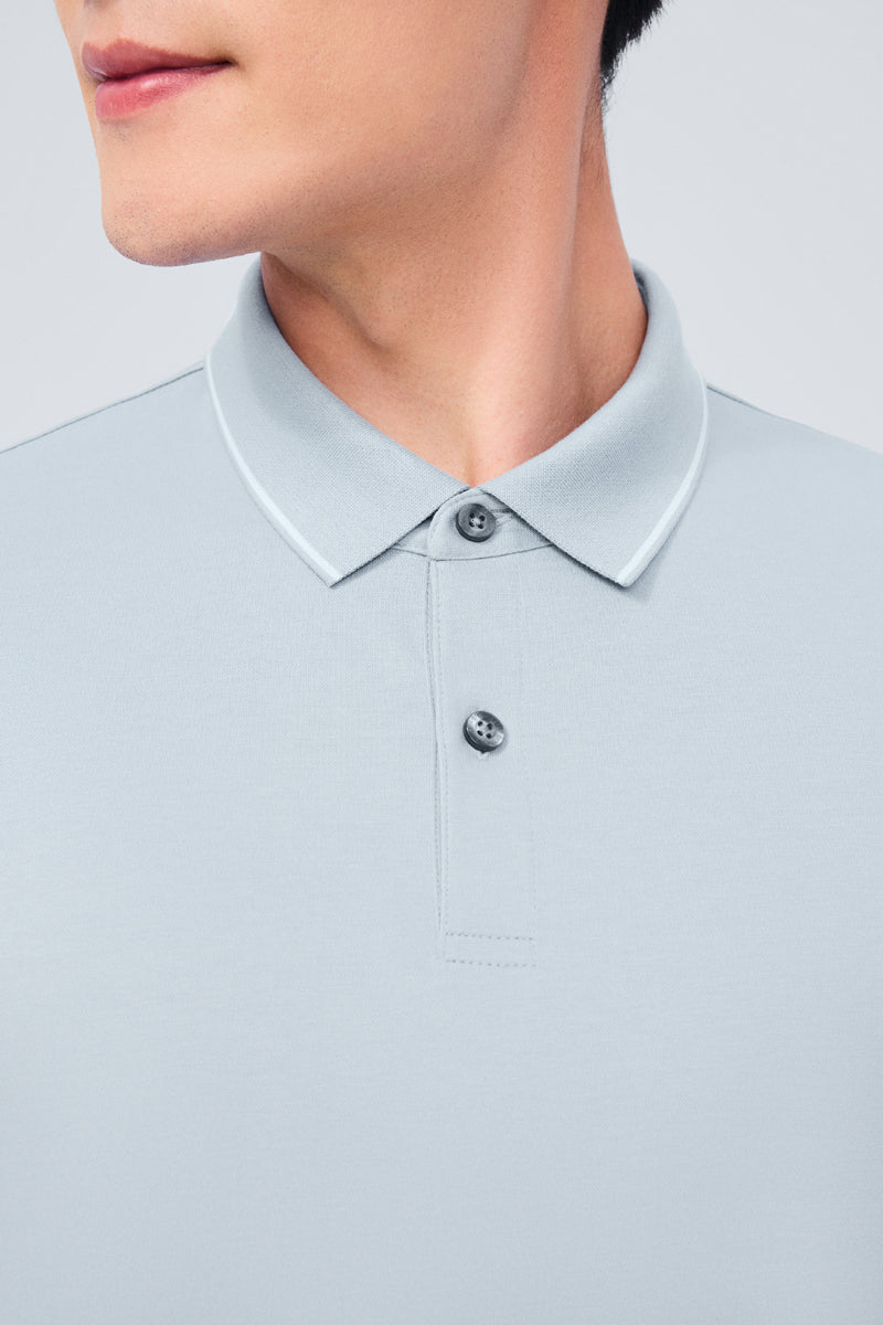 Super Soft Pique Tipped Polo | Grey Blue BLE251