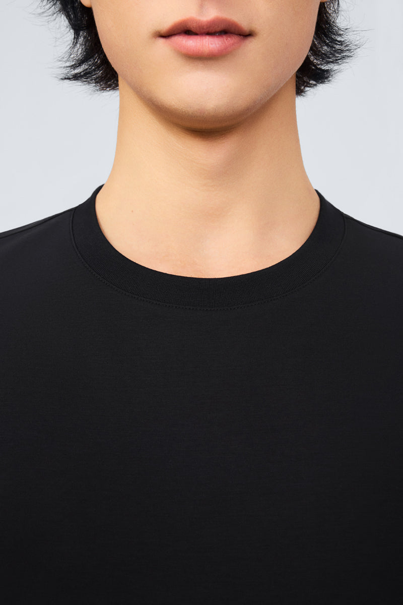 InstantCool 平紋針織圓領 T 恤 |黑色 BKFD01