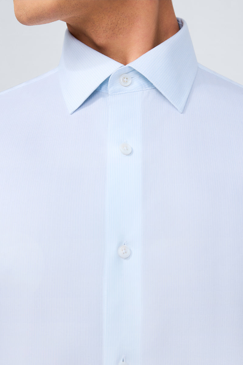 Supreme Cotton-Silk Twill Dress Shirt | Light Blue Stripes 15902N