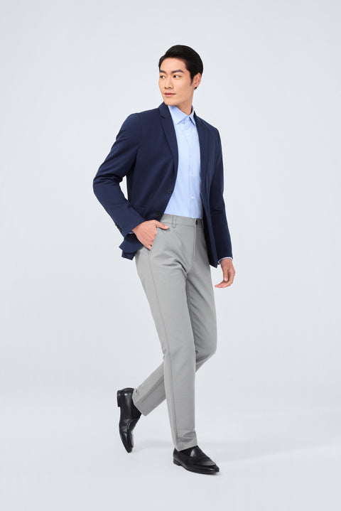 CottonSTRETCH Lightweight Knit Smart Blazer | Navy NNY096