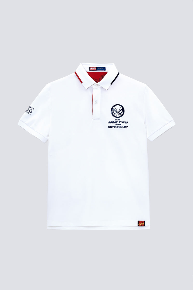 Spider-Man Pique Tipped Polo | White WH001Z