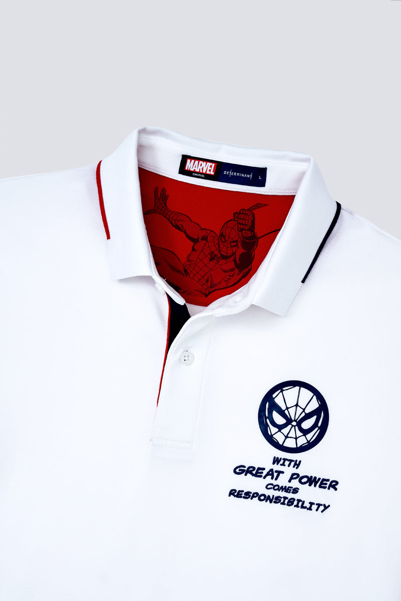 Spider-Man Pique Tipped Polo | White WH001Z