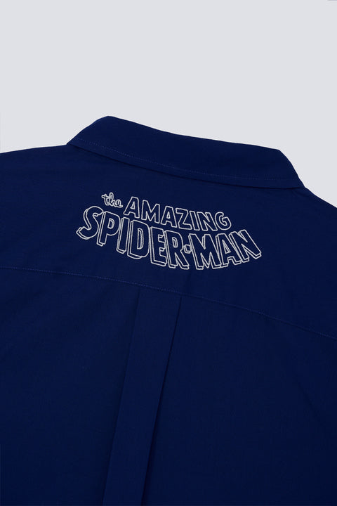 Spider-Man Poplin Button-Down Casual Shirt | Navy 18170Y