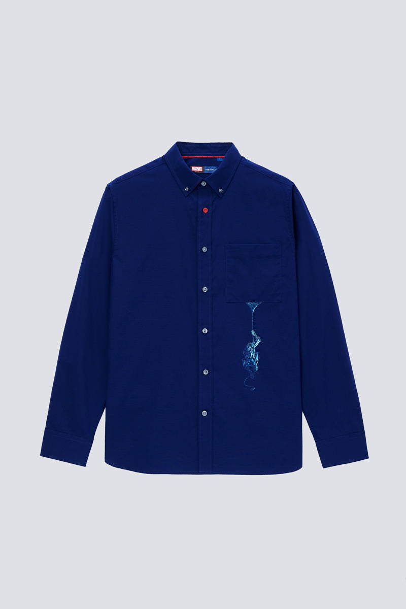 Spider-Man Poplin Button-Down Casual Shirt | Navy 18170Y