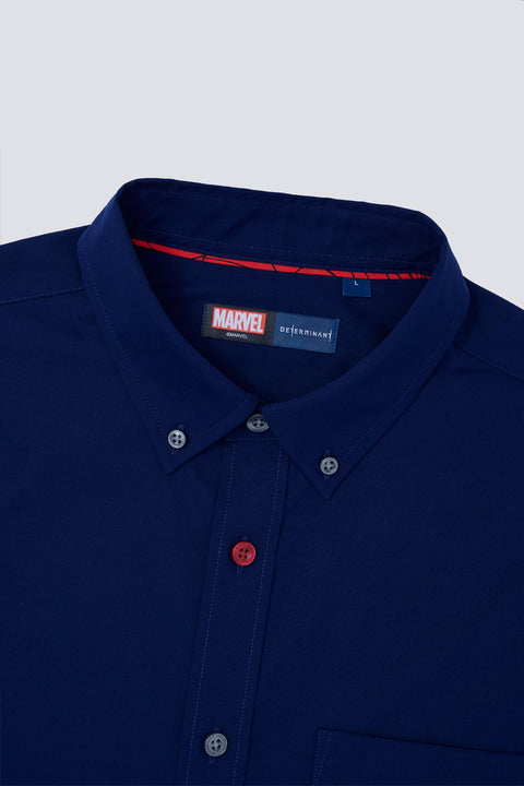 Spider-Man Poplin Button-Down Casual Shirt | Navy 18170Y